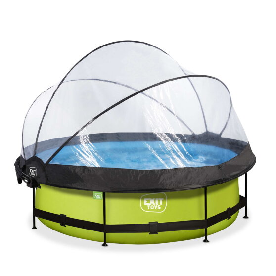 EXIT Lime zwembad ø300x76cm met filterpomp en overkapping en schaduwdoek - groen