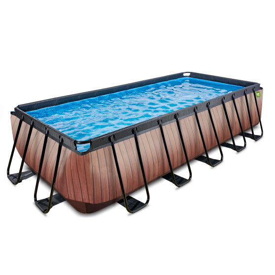 EXIT Wood zwembad 540x250x122cm met filterpomp - bruin