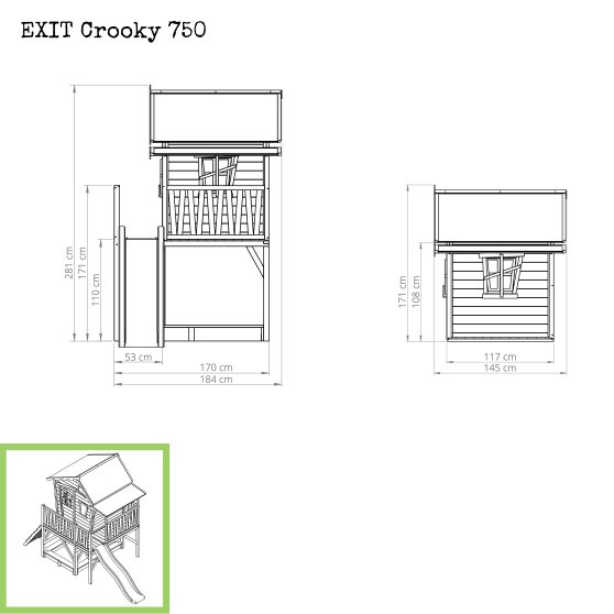 EXIT Crooky 750 houten speelhuis - grijsbeige