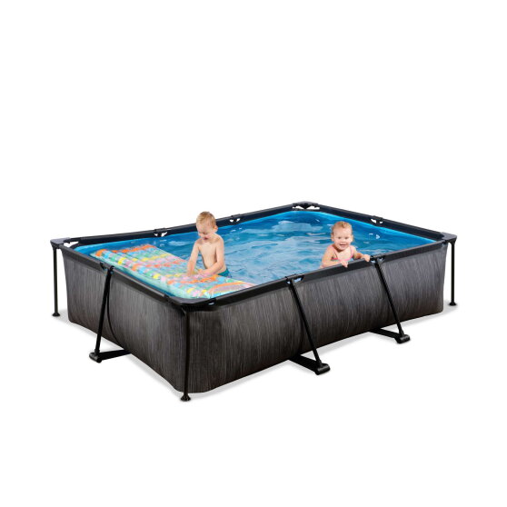 EXIT Black Wood zwembad 300x200x65cm met filterpomp - zwart