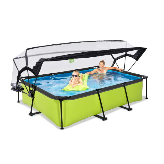 EXIT Lime zwembad 300x200x65cm met filterpomp en overkapping - groen