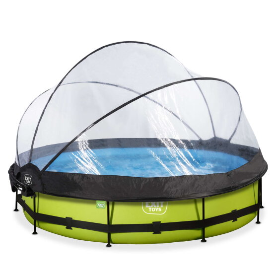 EXIT Lime zwembad &oslash;360x76cm met filterpomp en overkapping en schaduwdoek  - groen