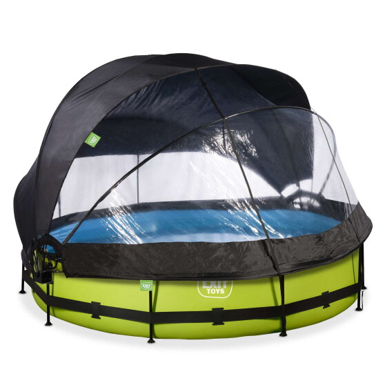 EXIT Lime zwembad &oslash;360x76cm met filterpomp en overkapping en schaduwdoek  - groen