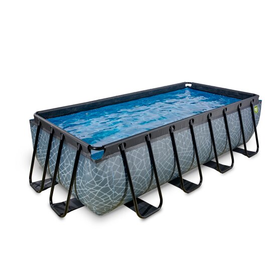 EXIT Stone zwembad 400x200x100cm met filterpomp - grijs