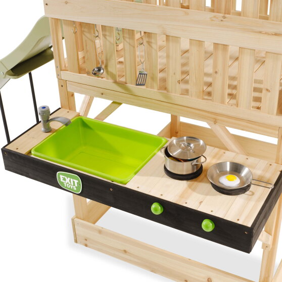 EXIT Panorama 350 houten speelhuis met glijbaan en speelkeuken