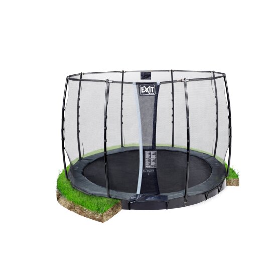 EXIT InTerra groundlevel trampoline ø305cm met veiligheidsnet - grijs