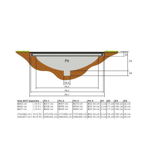 EXIT Supreme groundlevel trampoline ø305cm met veiligheidsnet - zwart