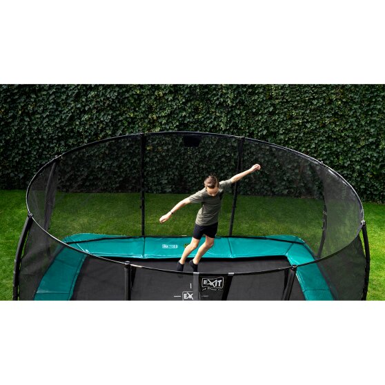 EXIT Supreme groundlevel trampoline 244x427cm met veiligheidsnet - groen