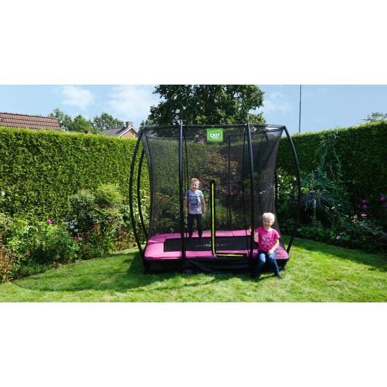 EXIT Silhouette inground trampoline 153x214cm met veiligheidsnet - roze