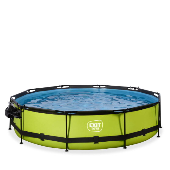 EXIT Lime zwembad &oslash;360x76cm met filterpomp en overkapping en schaduwdoek  - groen
