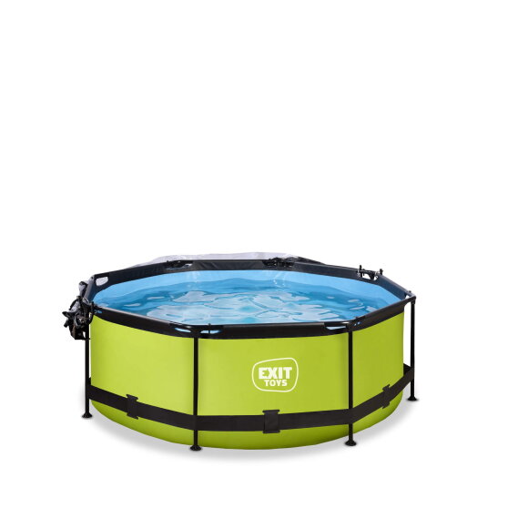 EXIT Lime zwembad ø244x76cm met filterpomp en overkapping - groen