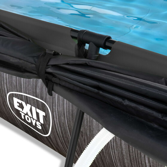 EXIT Black Wood zwembad 300x200x65cm met filterpomp en schaduwdoek - zwart