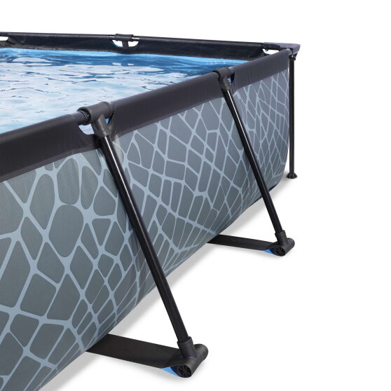 EXIT Stone zwembad 300x200x65cm met filterpomp en overkapping - grijs