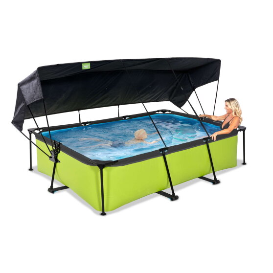 EXIT Lime zwembad 300x200x65cm met filterpomp en schaduwdoek - groen