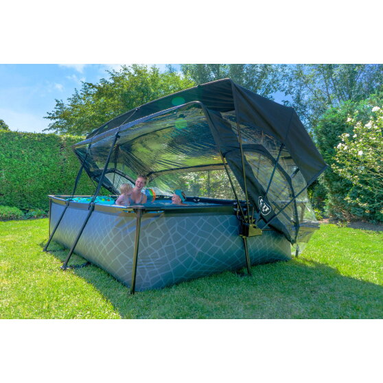 EXIT Lime zwembad 300x200x65cm met filterpomp en overkapping en schaduwdoek - groen