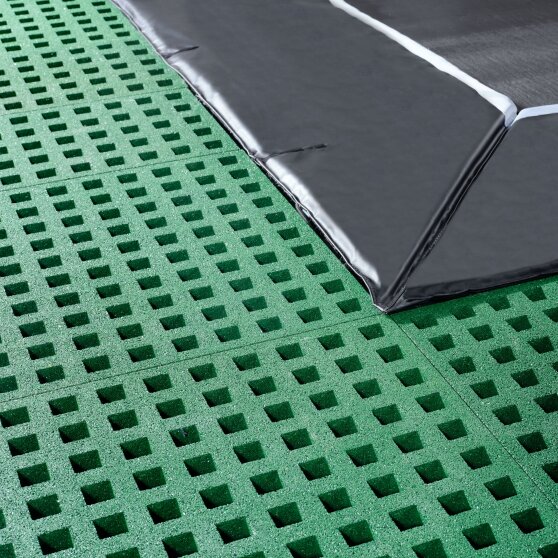 EXIT Dynamic groundlevel trampoline 244x427cm met Freezone veiligheidstegels - zwart