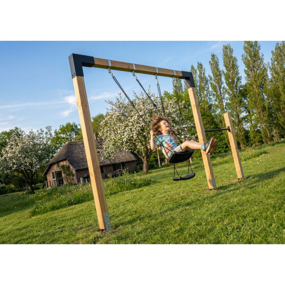 EXIT Linea 85 dubbele houten schommel met rek