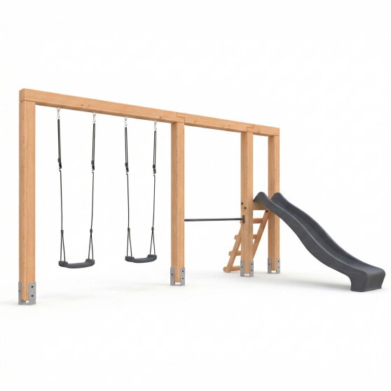 EXIT Linea Massiv 140 duo schommel met rek & glijbaan