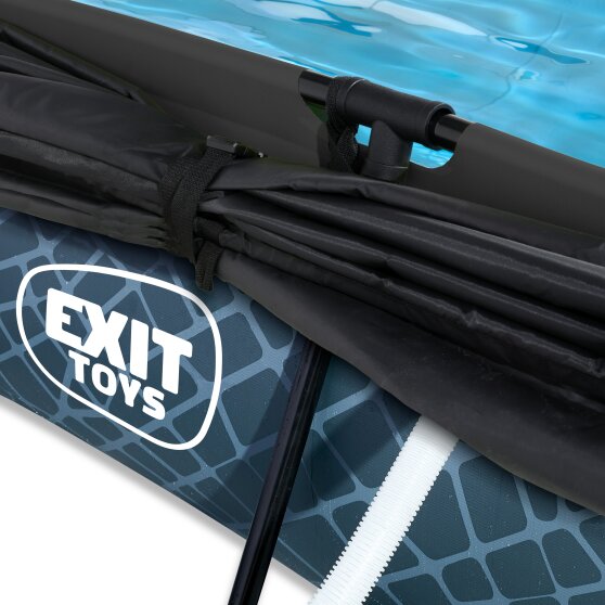 EXIT Stone zwembad 300x200x65cm met filterpomp en schaduwdoek - grijs