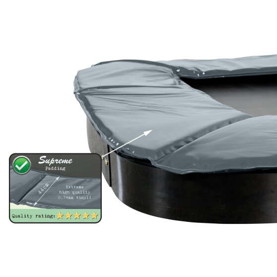 EXIT Supreme groundlevel trampoline 244x427cm met veiligheidsnet - grijs