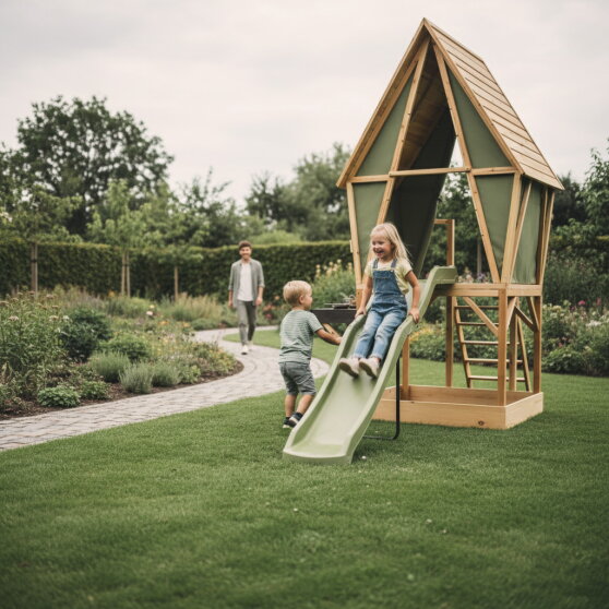 EXIT Yuki 550 speelhuis met glijbaan, speelkeuken en zandbak