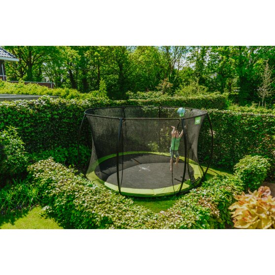 EXIT Silhouette inground trampoline ø427cm met veiligheidsnet - groen