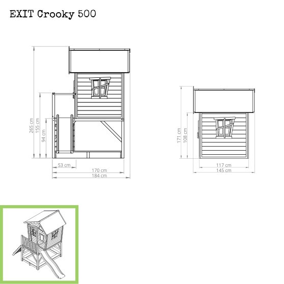 EXIT Crooky 500 houten speelhuis - grijsbeige