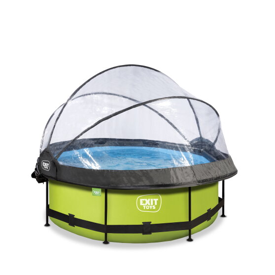 EXIT Lime zwembad ø244x76cm met filterpomp en overkapping en schaduwdoek - groen