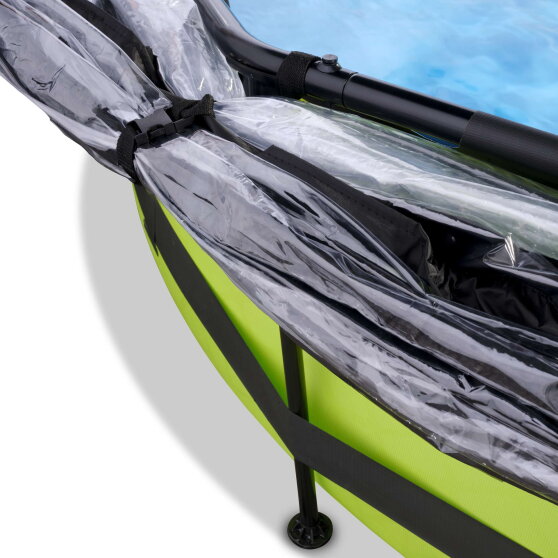 EXIT Lime zwembad ø300x76cm met filterpomp en overkapping en schaduwdoek - groen