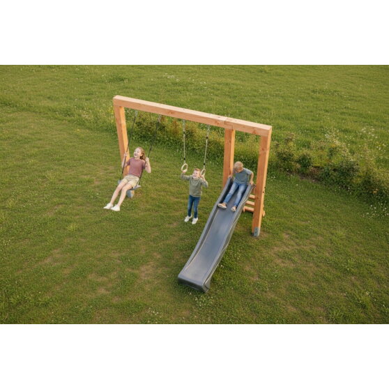 EXIT Linea Massiv 140 schommel met glijbaan & ringen