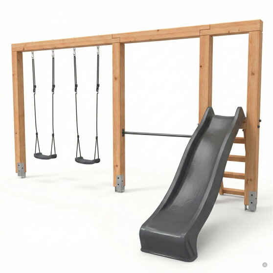 EXIT Linea Massiv 140 duo schommel met rek & glijbaan