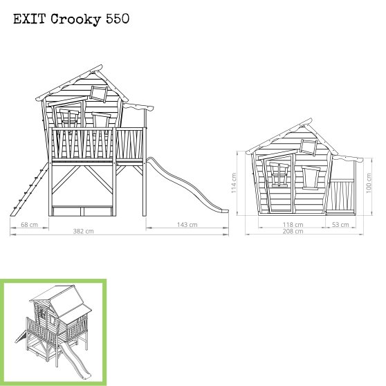 EXIT Crooky 550 houten speelhuis - grijsbeige