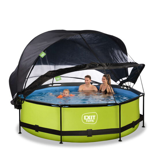 EXIT Lime zwembad ø300x76cm met filterpomp en overkapping en schaduwdoek - groen