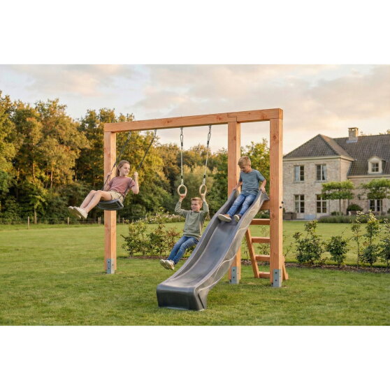 EXIT Linea Massiv 140 schommel met glijbaan & ringen