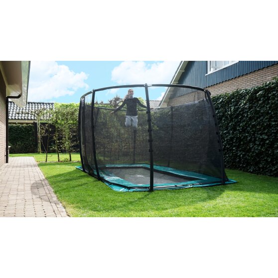 EXIT Supreme groundlevel trampoline 244x427cm met veiligheidsnet - groen