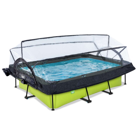 EXIT Lime zwembad 300x200x65cm met filterpomp en overkapping en schaduwdoek - groen