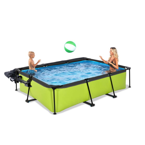 EXIT Lime zwembad 300x200x65cm met filterpomp en overkapping en schaduwdoek - groen
