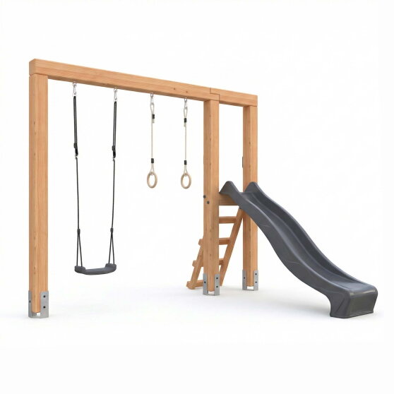 EXIT Linea Massiv 140 schommel met glijbaan & ringen