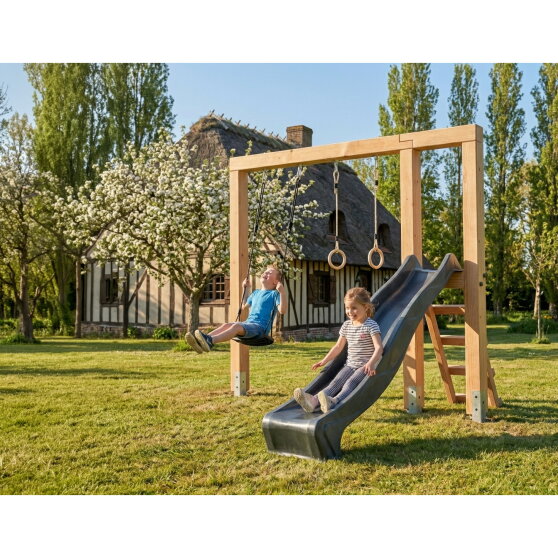 EXIT Linea Massiv 140 schommel met glijbaan & ringen