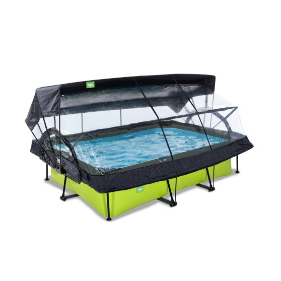EXIT Lime zwembad 220x150x65cm met filterpomp en overkapping en schaduwdoek - groen
