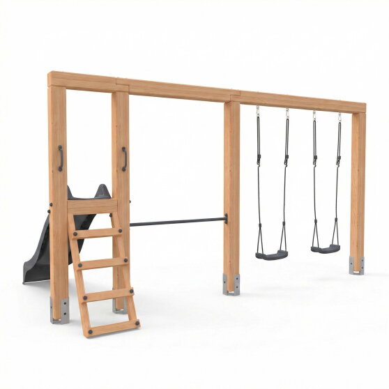 EXIT Linea Massiv 140 duo schommel met rek & glijbaan