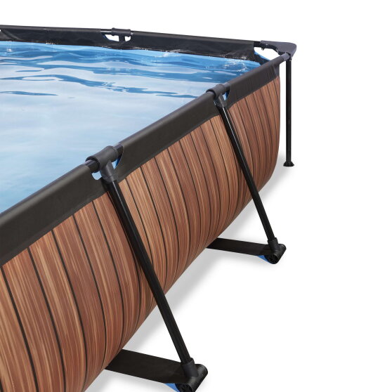 EXIT Wood zwembad 300x200x65cm met filterpomp en schaduwdoek - bruin