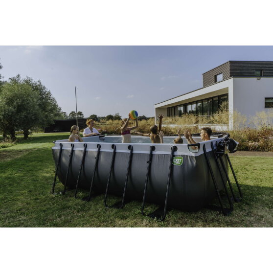 EXIT Black Leather zwembad 400x200x122cm met filterpomp - zwart