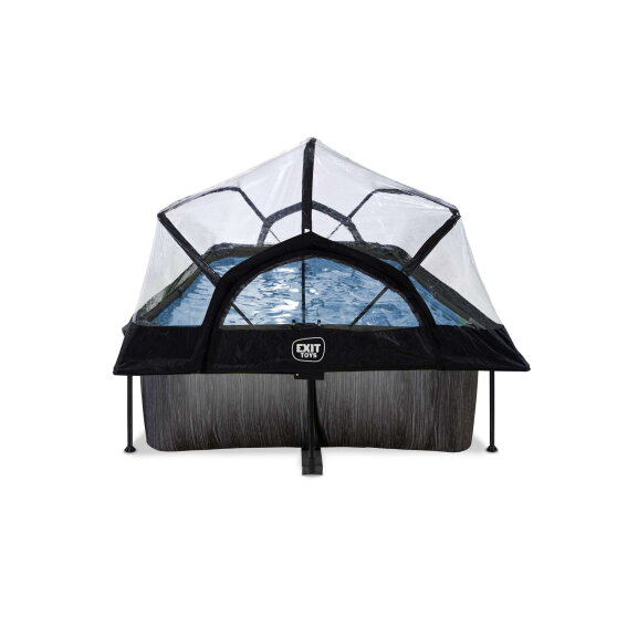 EXIT Black Wood zwembad 220x150x65cm met filterpomp en overkapping - zwart