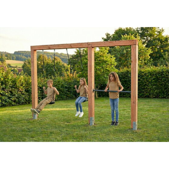 EXIT Linea Massiv 140 dubbele schommel met rek