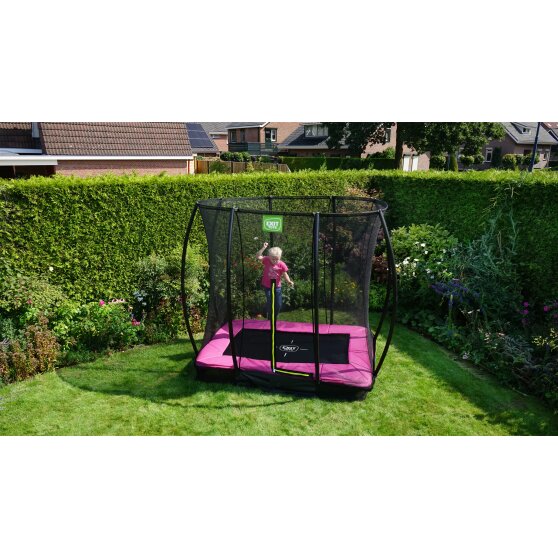 EXIT Silhouette inground trampoline 153x214cm met veiligheidsnet - roze