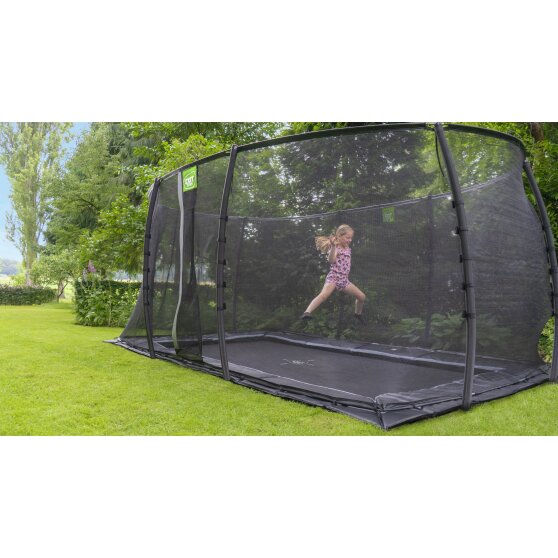 EXIT Dynamic groundlevel trampoline 305x519cm met veiligheidsnet - zwart