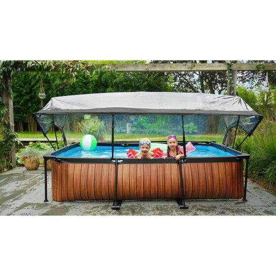 EXIT Lime zwembad 300x200x65cm met filterpomp en overkapping - groen