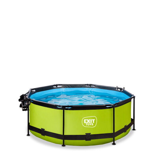 EXIT Lime zwembad ø244x76cm met filterpomp en overkapping en schaduwdoek  - groen