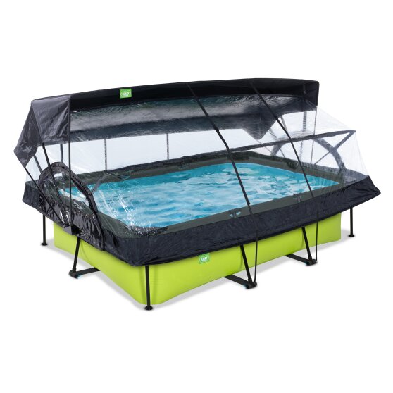 EXIT Lime zwembad 300x200x65cm met filterpomp en overkapping en schaduwdoek - groen